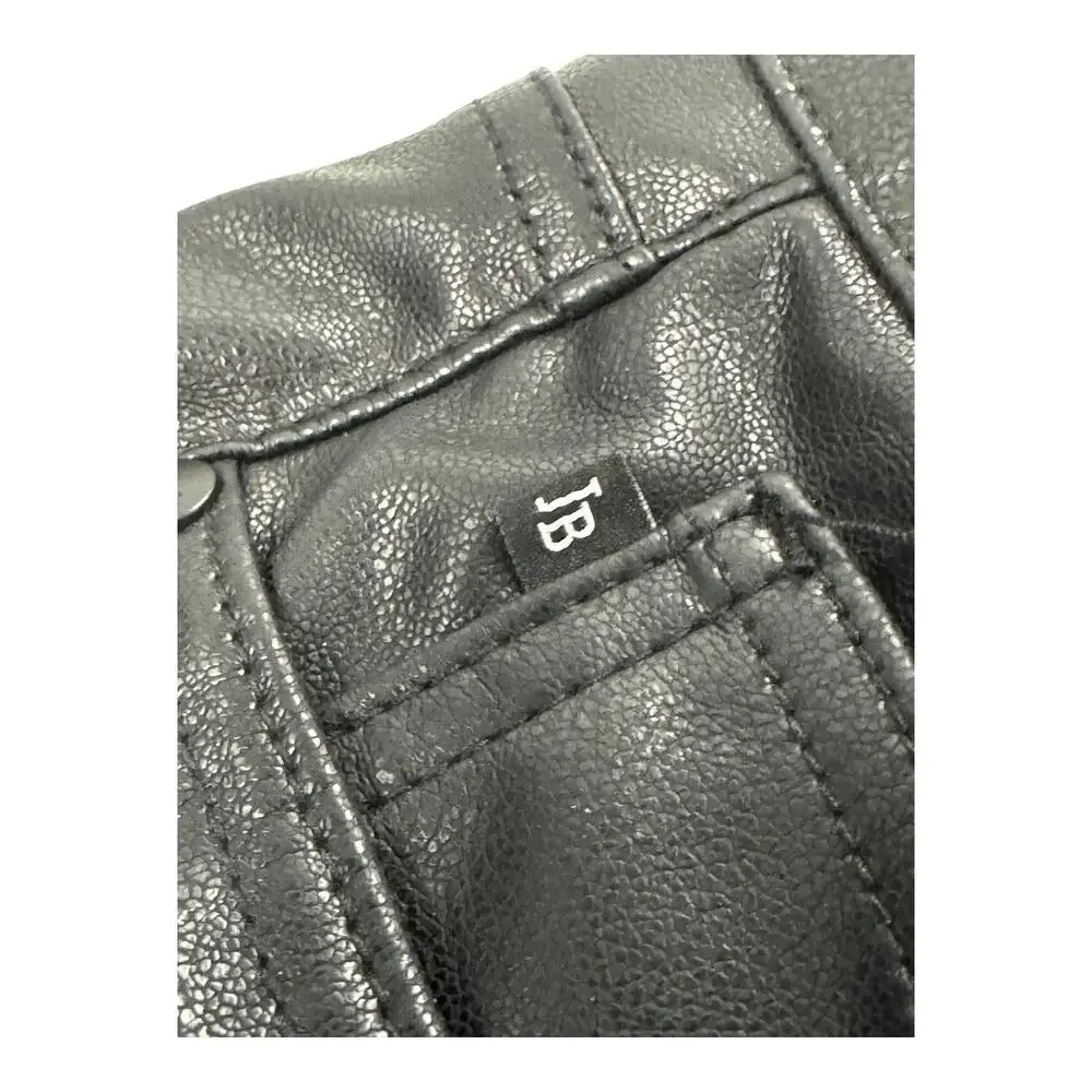 Judy Blue Black Faux Leather Bootcut Pants 14W 34X32 Mob Wife Monochrome - Picture 6 of 9